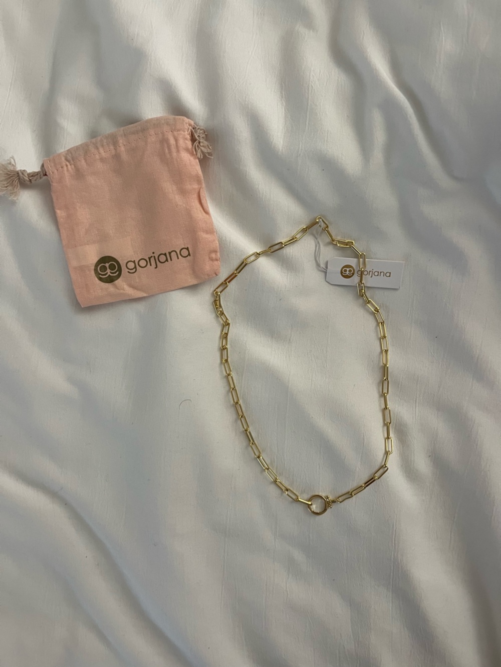 Gorjana Gold Link Necklace with Circular Clasp